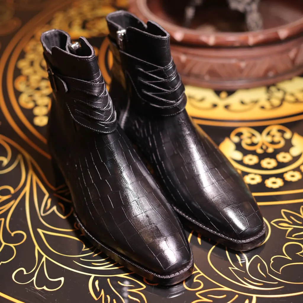 Stonemont Croco: Designer Jodhpur Monk Strap Boots