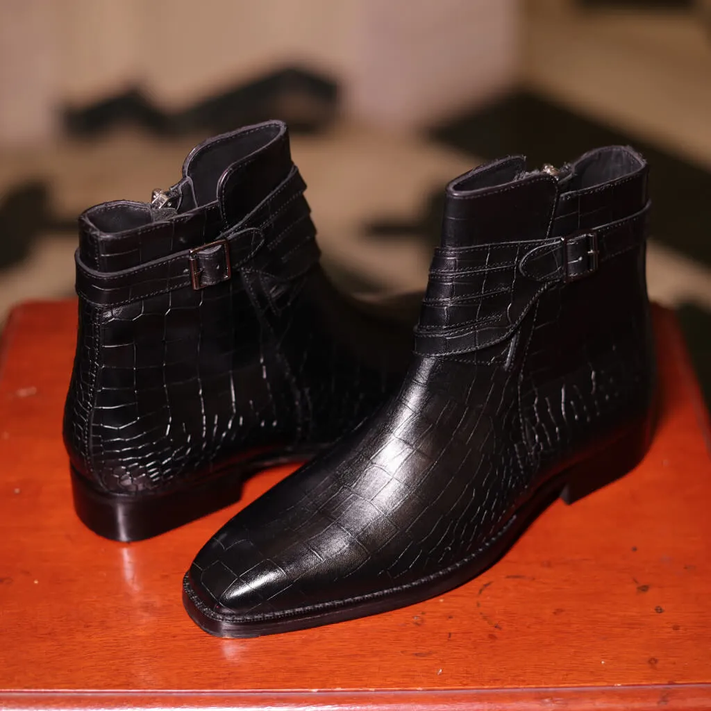 Stonemont Croco: Designer Jodhpur Monk Strap Boots