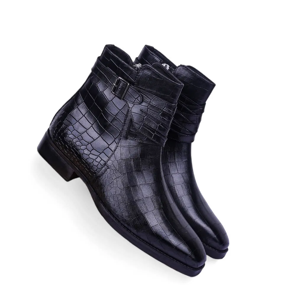 Stonemont Croco: Designer Jodhpur Monk Strap Boots