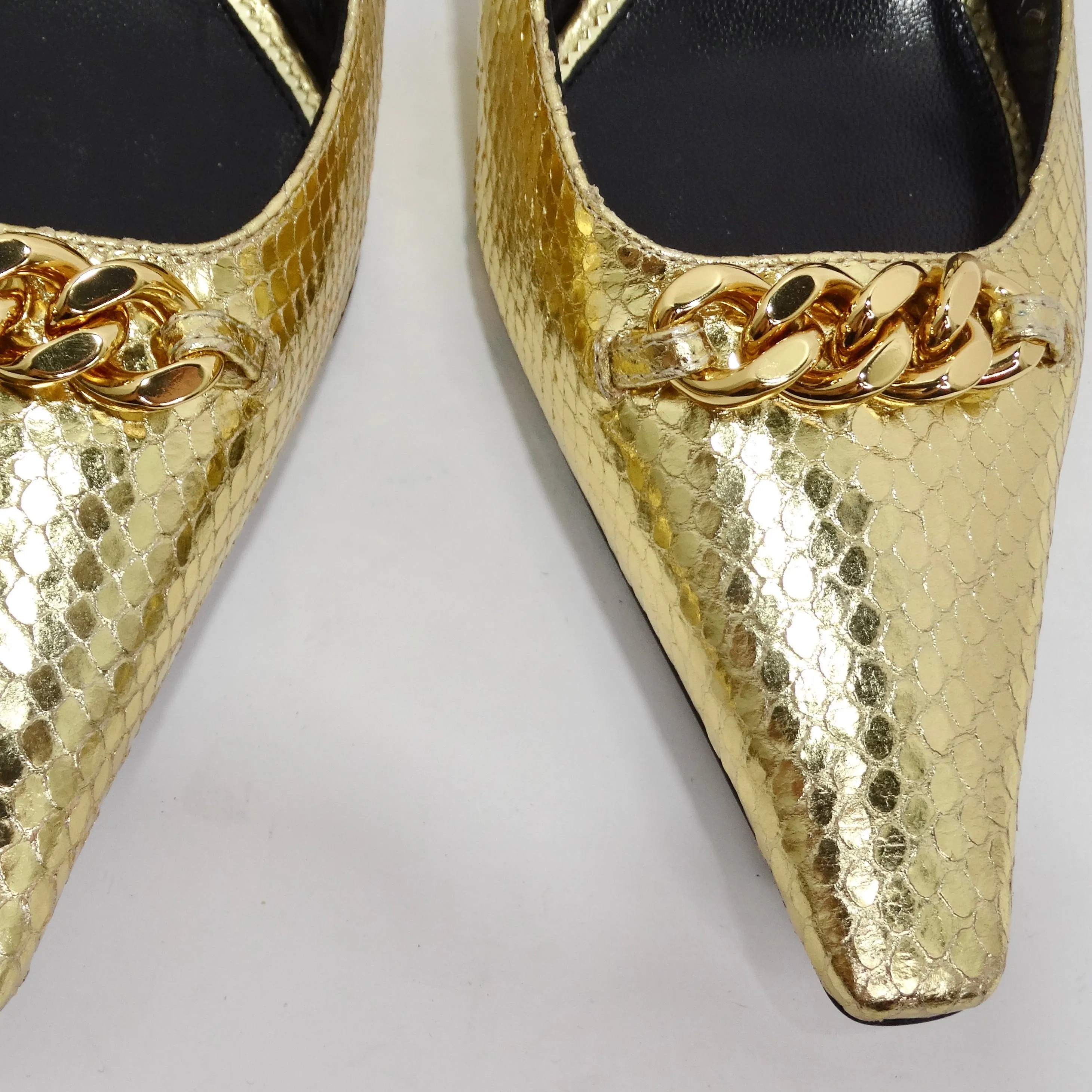 Tom Ford Gold Chain Link Slingback Pumps