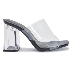 WFRICKY1 WIDE FIT BLOCK HEEL PERSPEX MULE