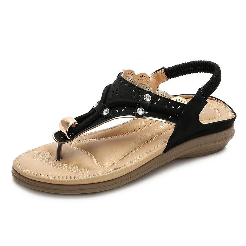 Women Bohemian Rhinestones Flip-Flop Comfort Sandals