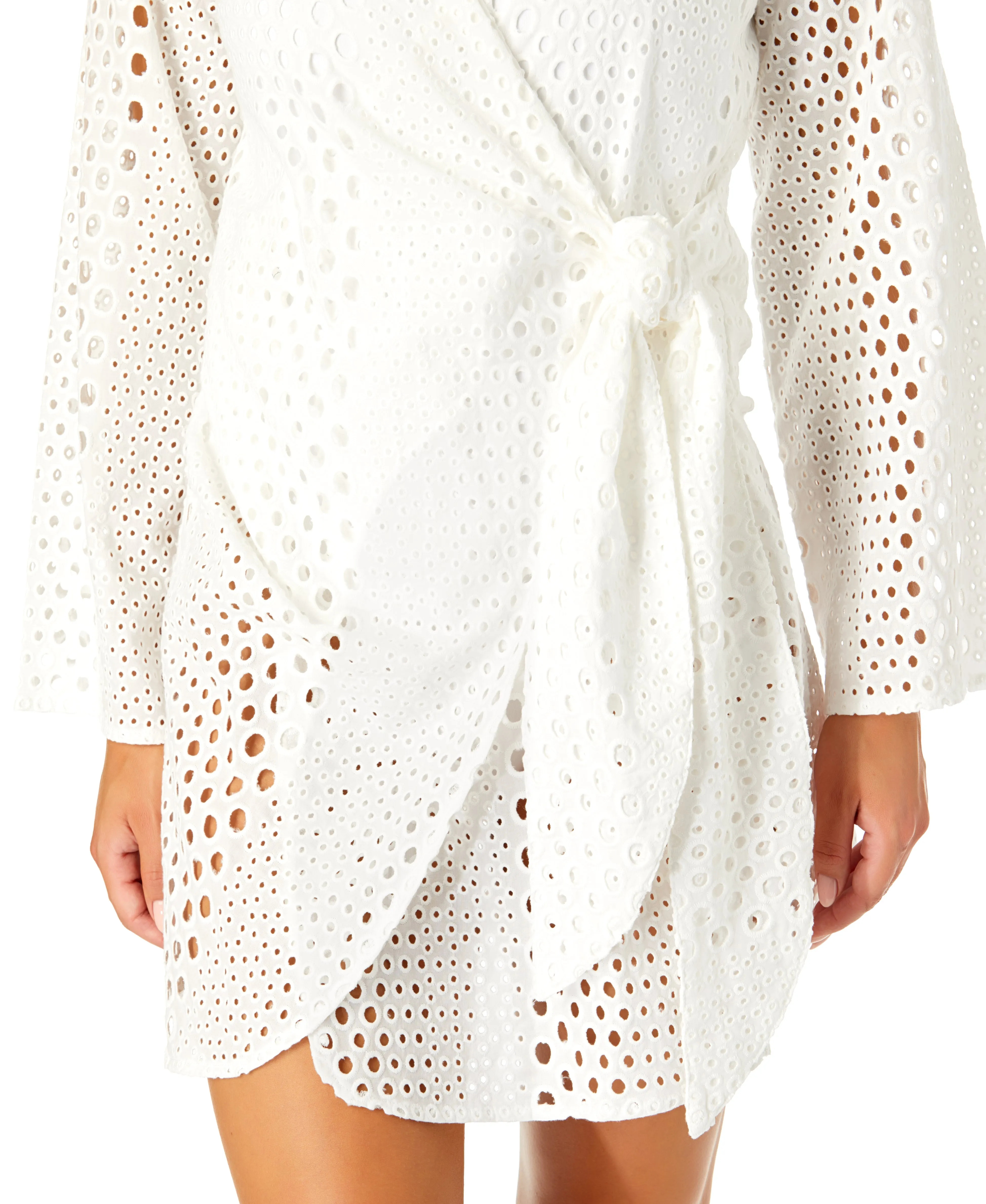 Women's Long Sleeve Open Tie Front Cover Up